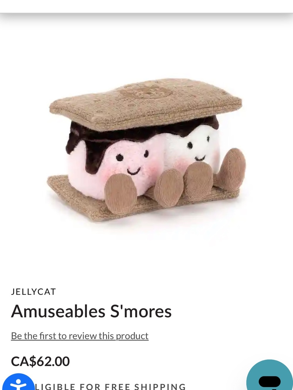 Jellycat Amuseables S'mores Plush Toy - Pink, White & Brown